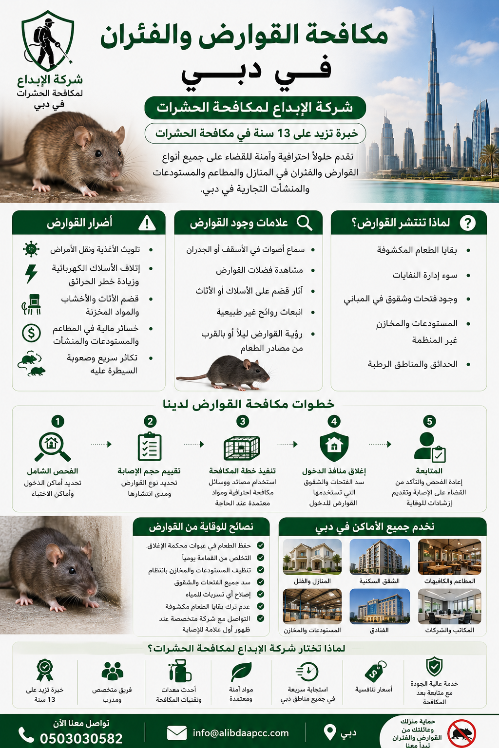 مكافحة القوارض والفئران في دبي | شركة الإبداع لمكافحة الحشرات بخبرة 13 سنة